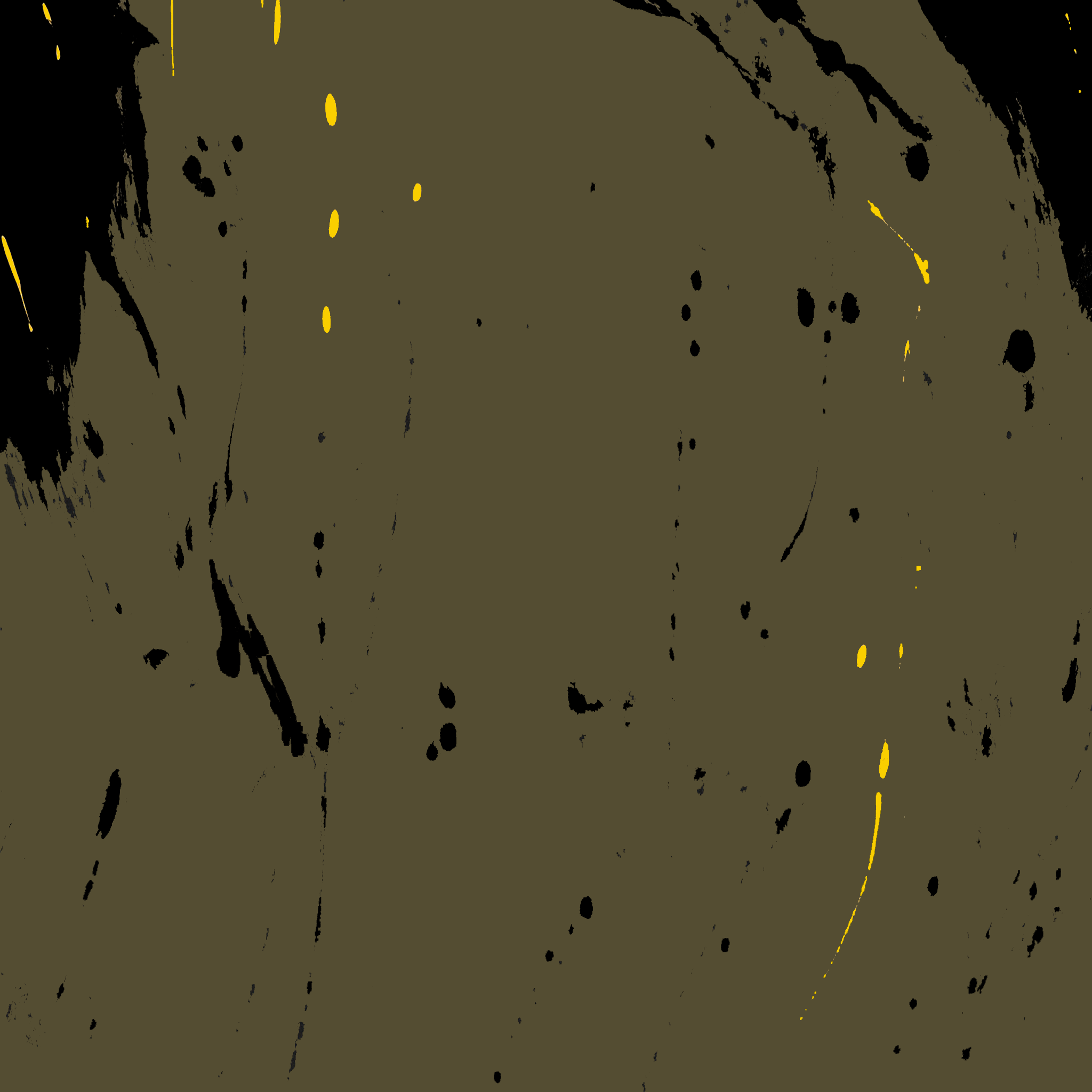 Abstract PPD camo pattern with black and yellow splashes on a dark background